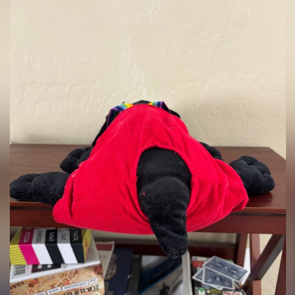 Pound Puppy Tonka Stuffed Animal Black Puppy with Red Pants & Rainbow Straps - Picture 5 of 8